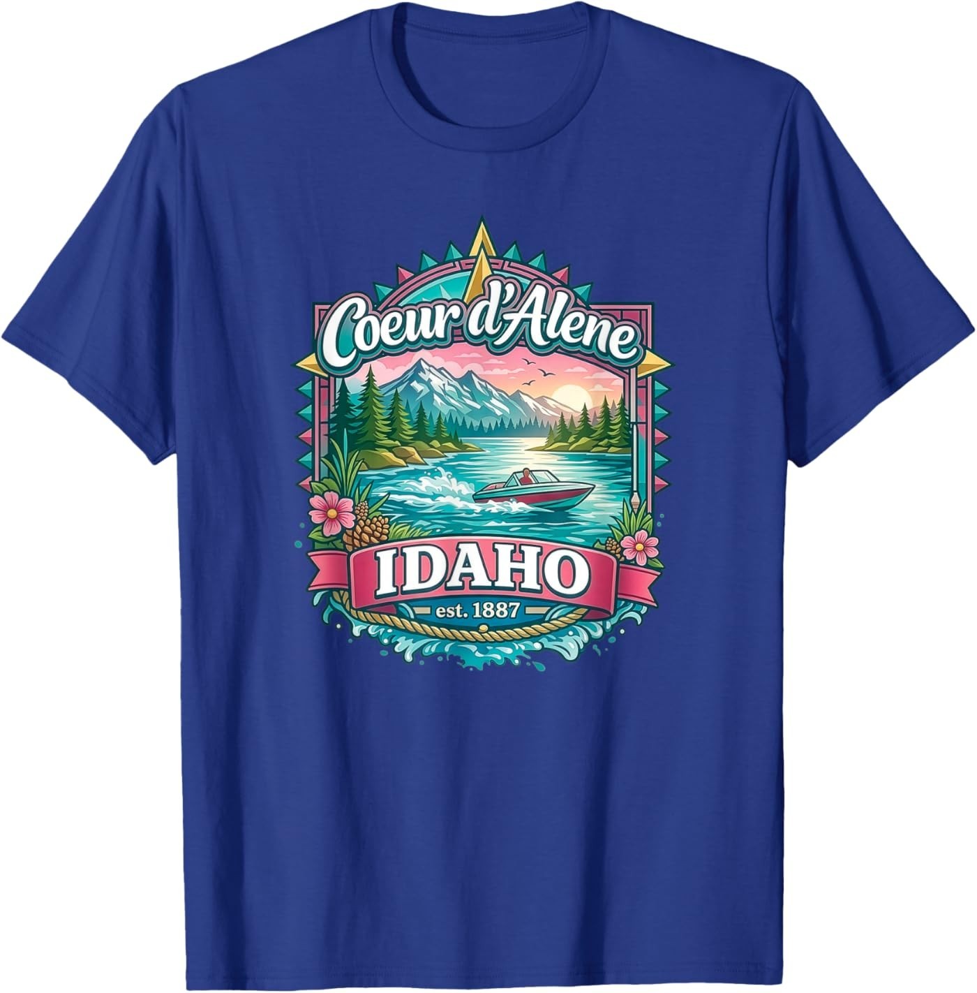 Lake Coeur d'Alene Idaho USA Mountains Forest Boating T-Shirt gallery