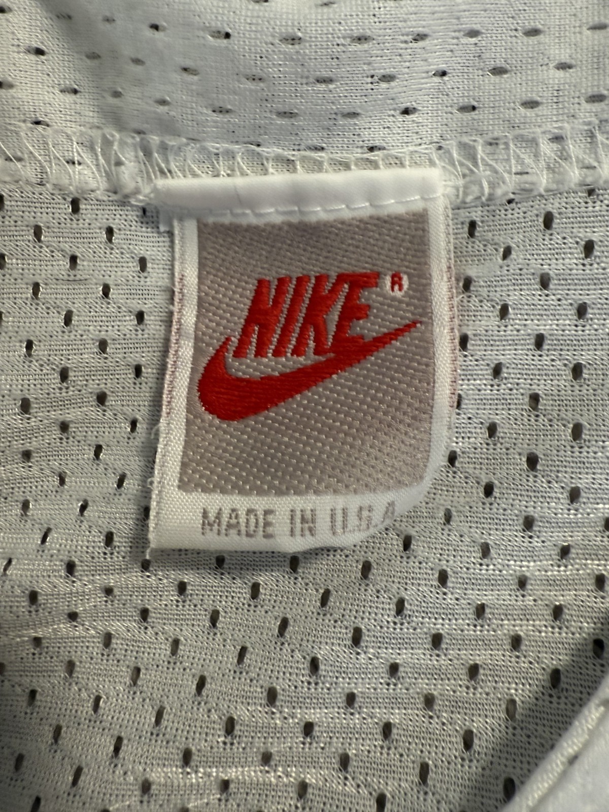 Vintage 90s Nike Mesh Baseball Jersey Button Up White Red Swoosh Made in USA XL gallery