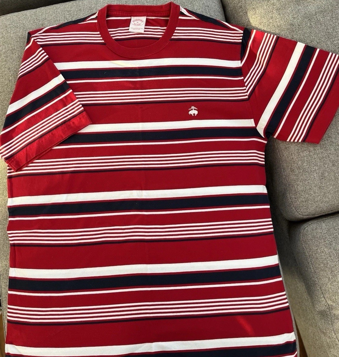 Brooks Brothers XL Red Striped T Shirt Supima Cotton Short Sleeve Logo Casual