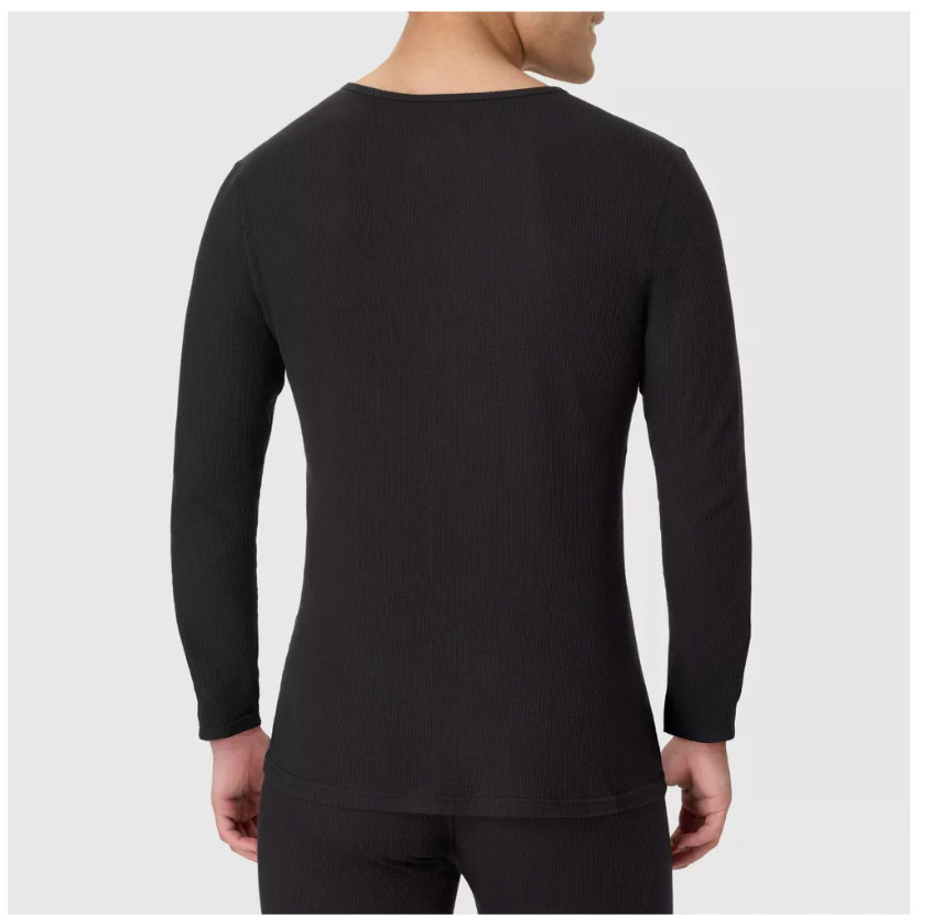 Hanes Men’s Waffle Knit Thermal Long Sleeve Shirt Black gallery