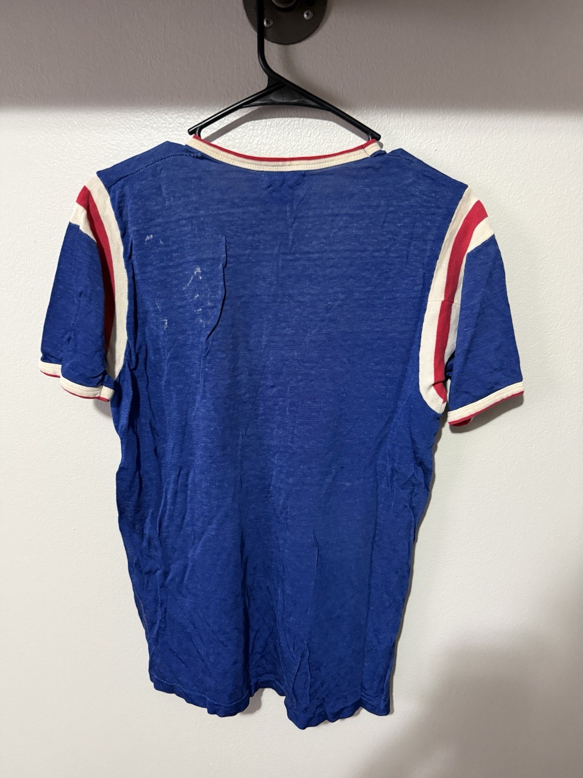 1960s Home Savings Blue Distressed Durene Ringer Jersey T-Shirt Flaws M gallery