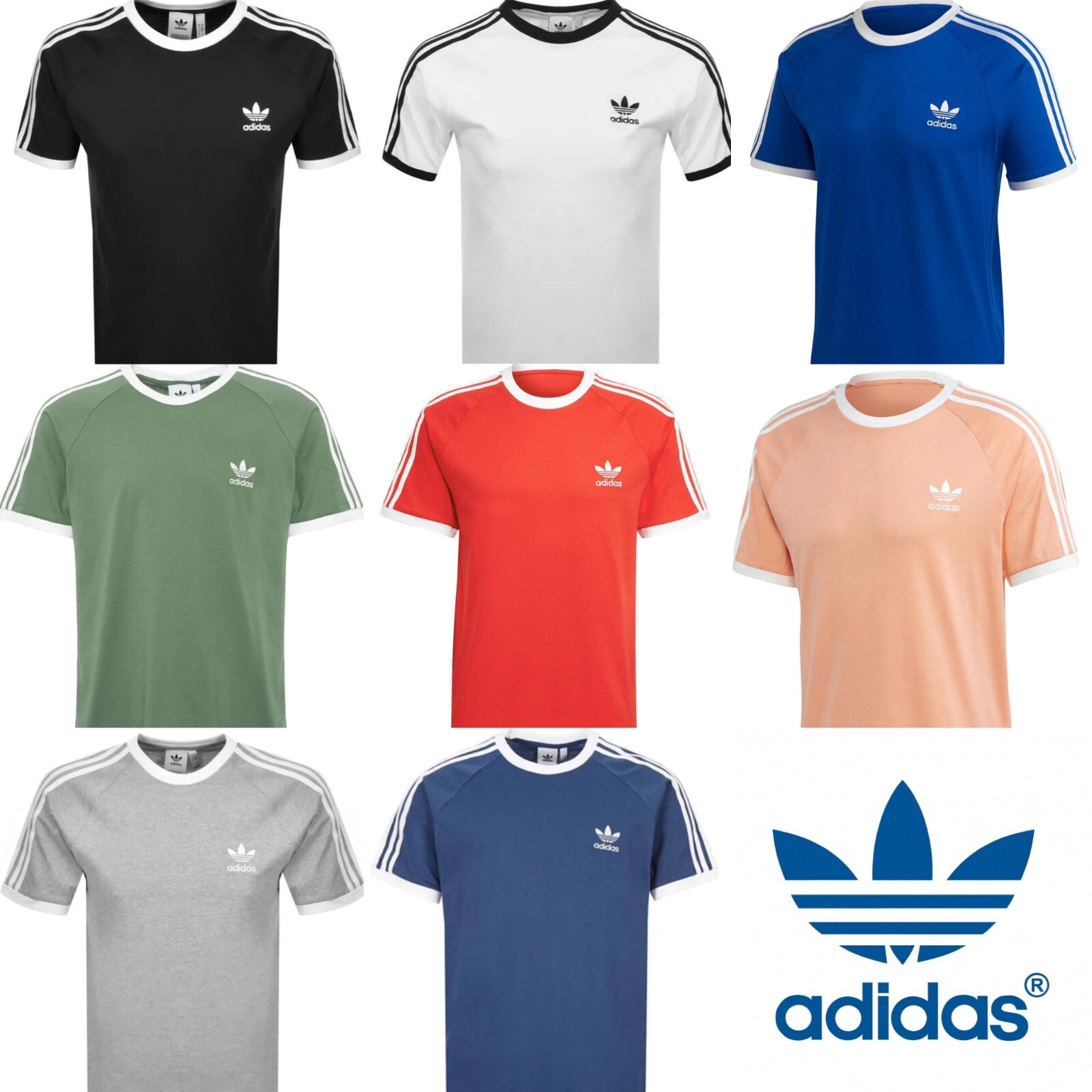 Adidas Originals 3 Stripes Cotton T-shirt Crew Neck Short Sleeve S-XXL gallery