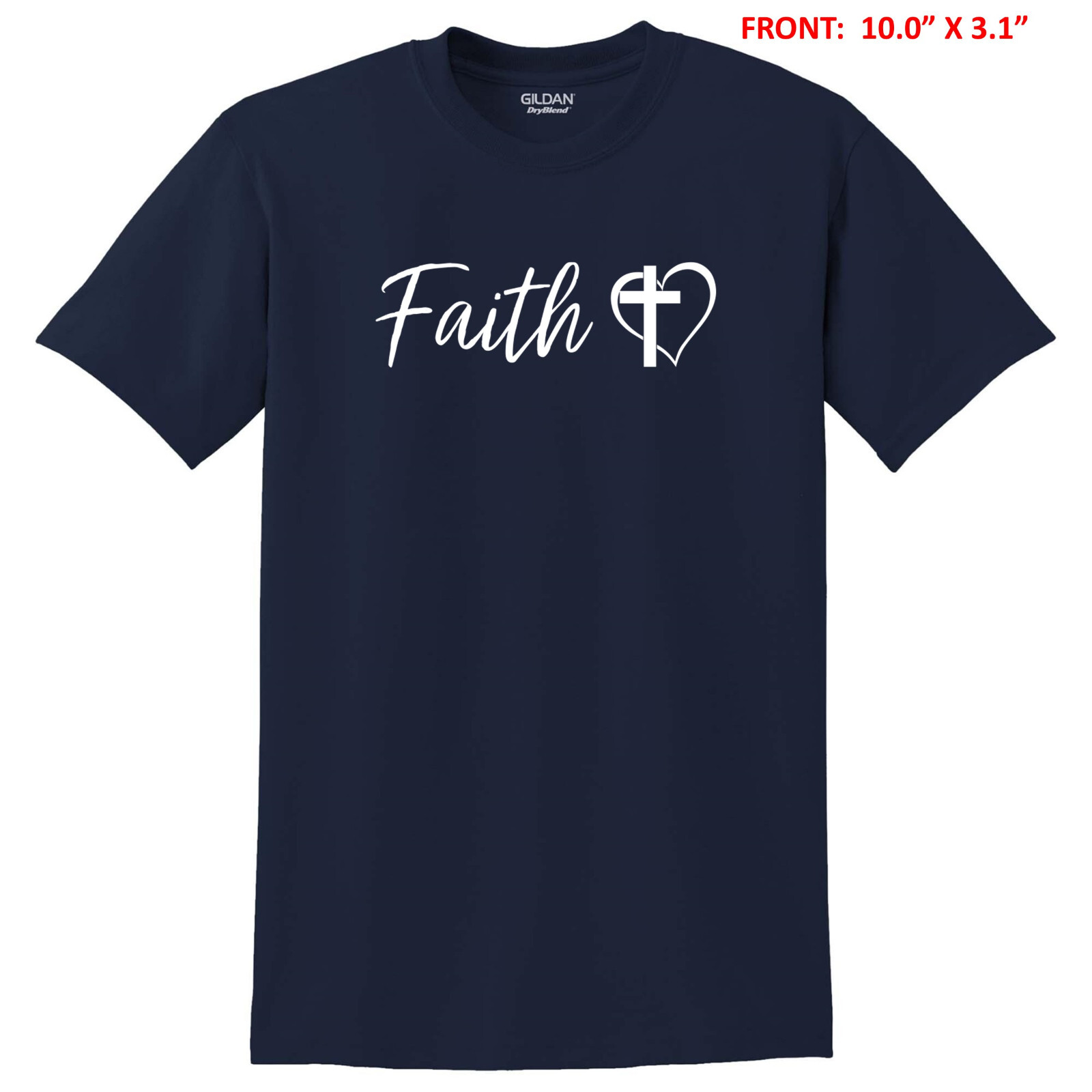 FAITH with CROSS & HEART UNISEX T-SHIRT S-3X GREAT GIFT -10 COLOR OPTIONS gallery