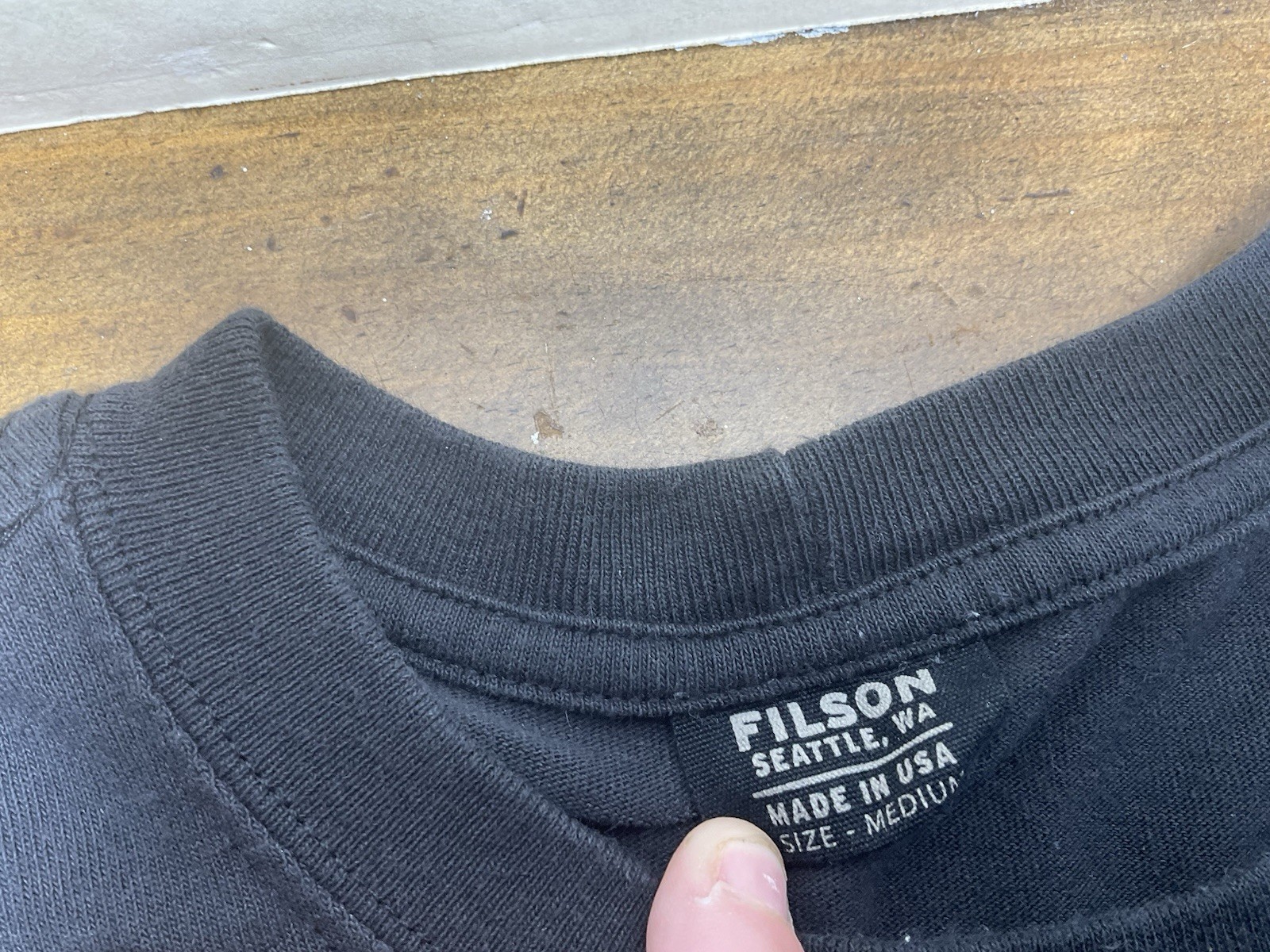 Filson T Shirt Mens Size Medium Solid Black Tee Short Sleeve Heavy Crewneck USA gallery