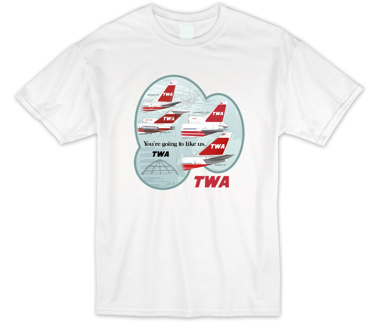 Classic Historic Airline TWA WHITE Tee T-Shirt