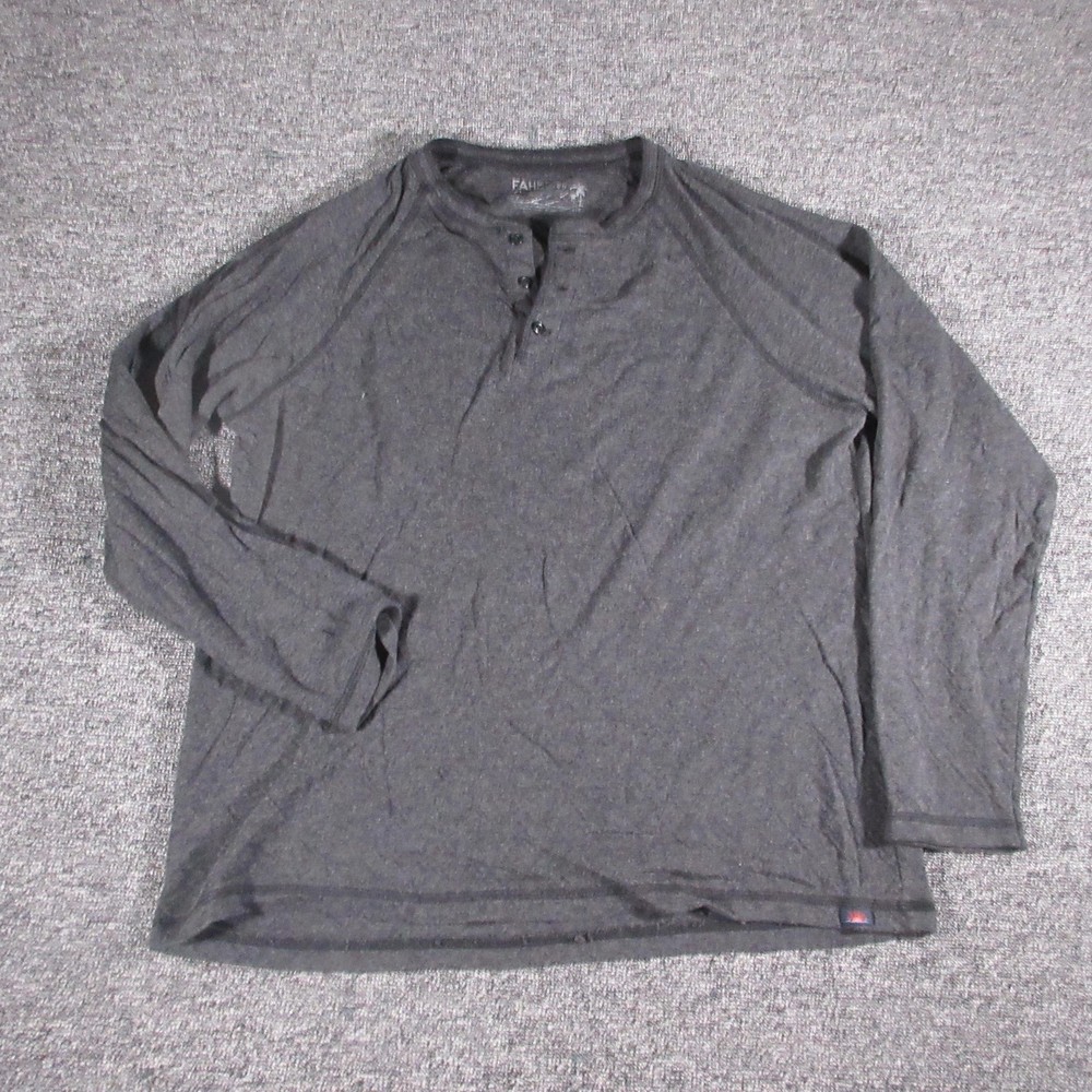 Faherty Shirt Mens Medium Gray Cloud Cotton Henley Long Sleeve Casual Top