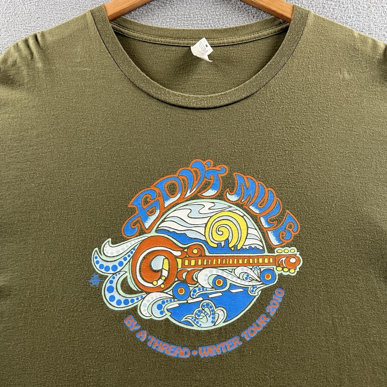 Vintage Govt Mule Shirt Mens XL Green By A Thread Winter Tour 2010 Colorado gallery