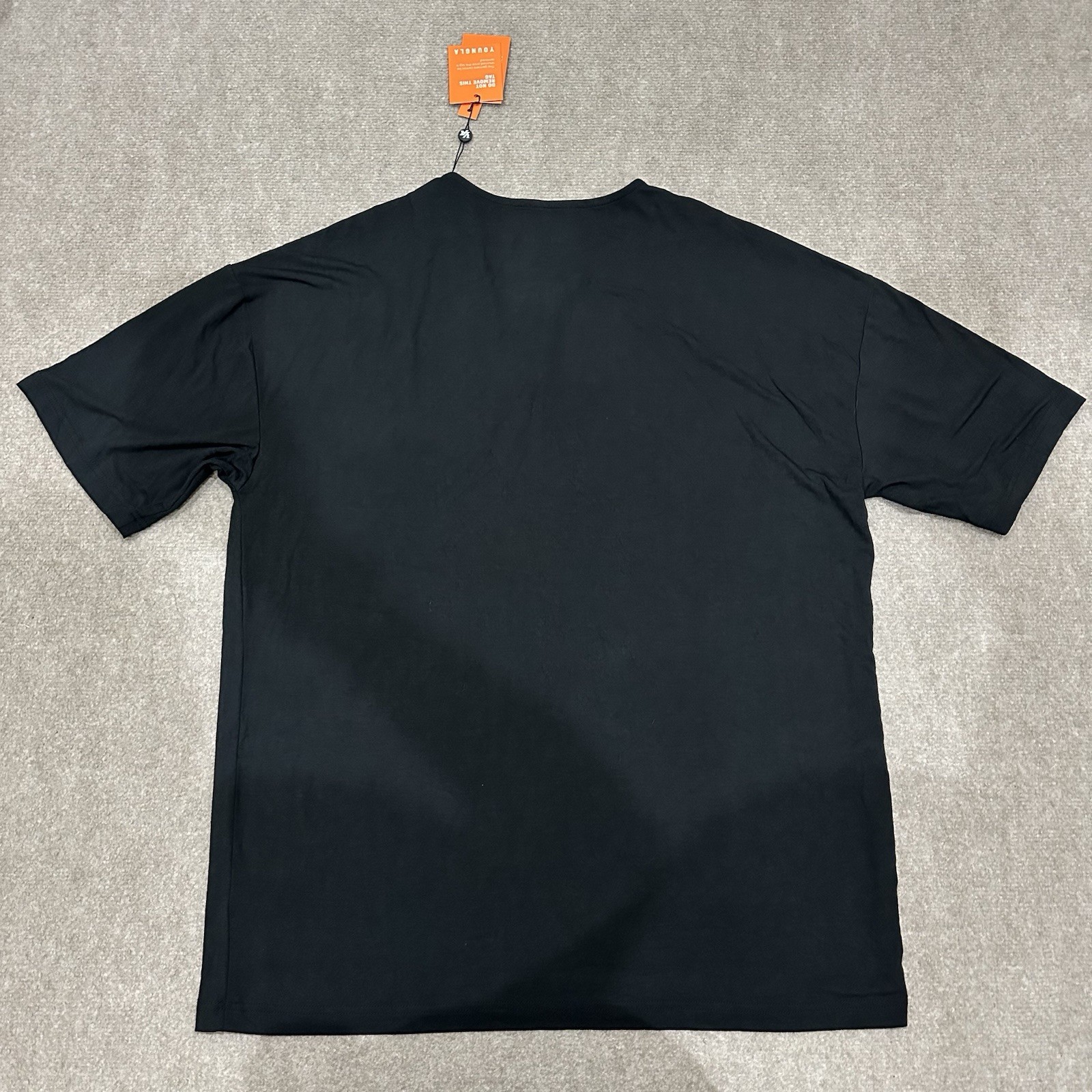 NWT YOUNGLA Model 720 Men's Large Black Henley Stretch Modal Blend Short Sleeve gallery