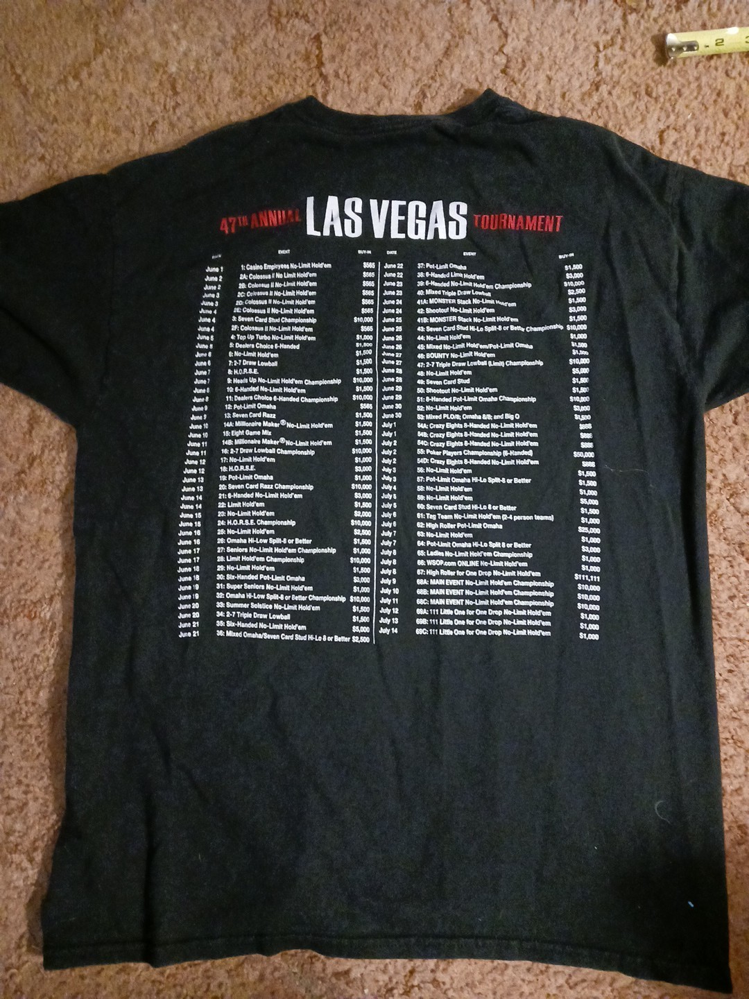 2016 World Series Of Poker 47th Annual Tournament Las Vegas Rio Mens T-Shirt L gallery