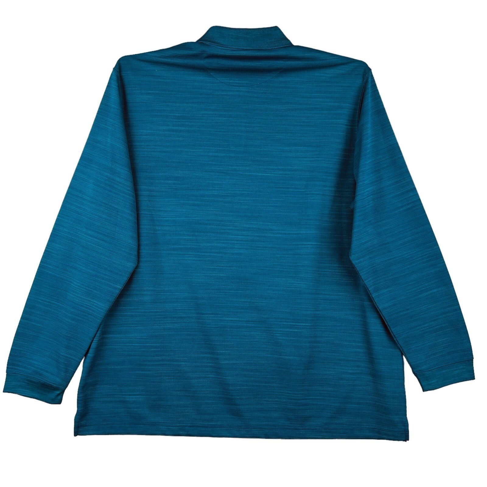 Haggar Men Polo Shirt 2XLT Long Sleeve Heather Blue Stretch Buttons Placket NWOT gallery