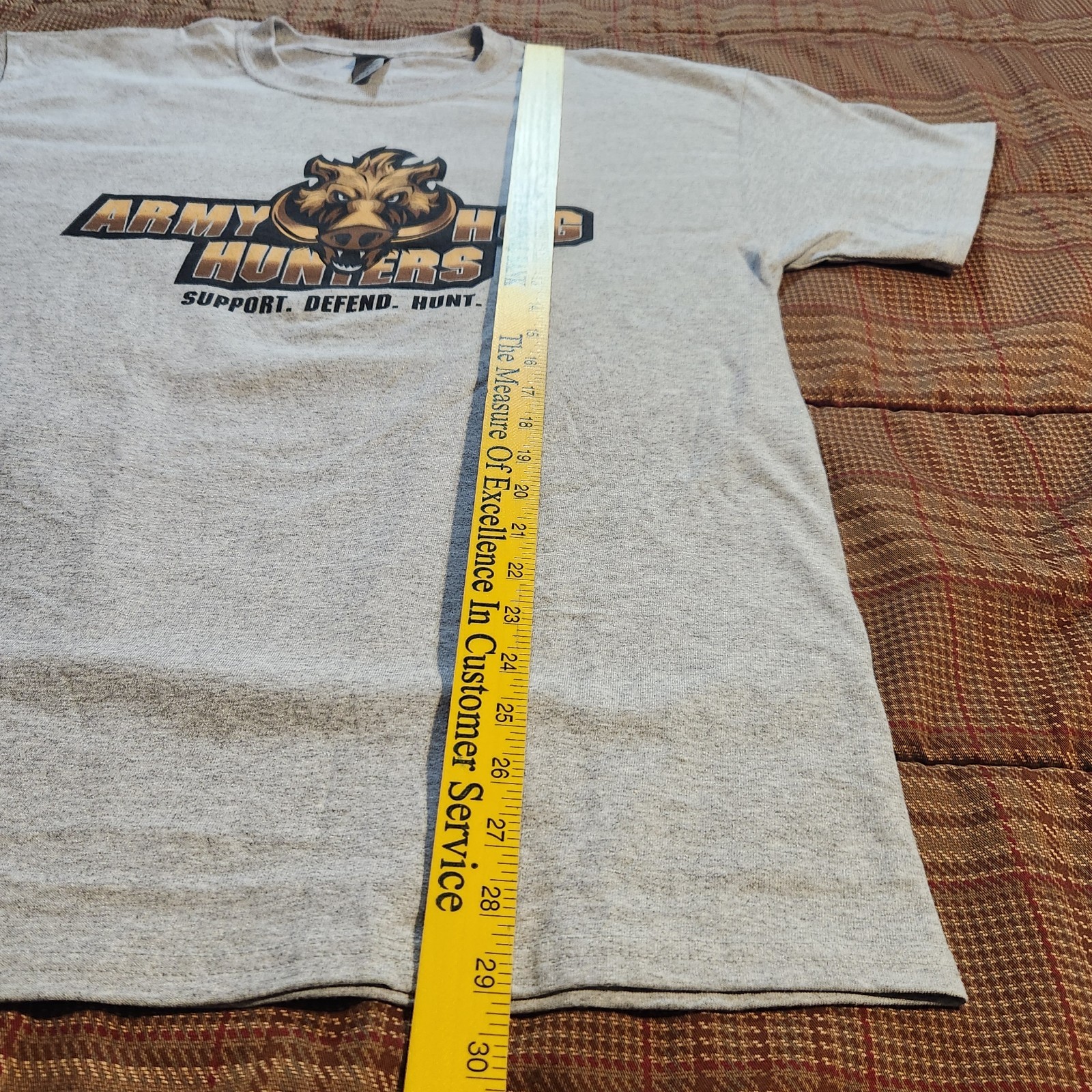 Army Hog Hunters Graphic T-Shirt Large Men Grey Double Sided Gildan Ultra Cotton gallery
