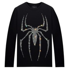 Fashion Spider Trend Rhinestone Long Sleeve Luxury Men T-Shirt Plus Size 6XL