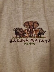 Hakuna Matata Kenya Embrodered Elephant T-shirt Size L BL7