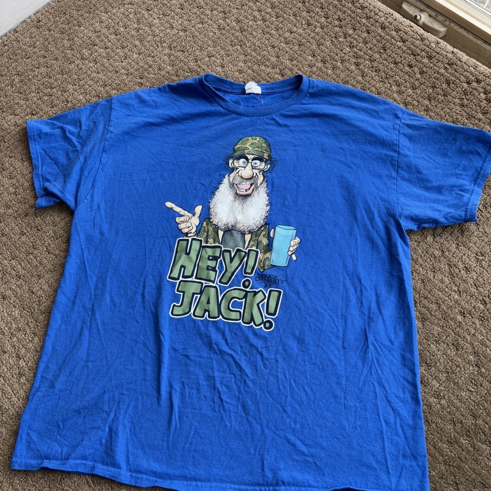 Duck Dynasty Hey Jack Uncle Si A&E Graphic Short Sleeve Tee Shirt Blue XL Gildan
