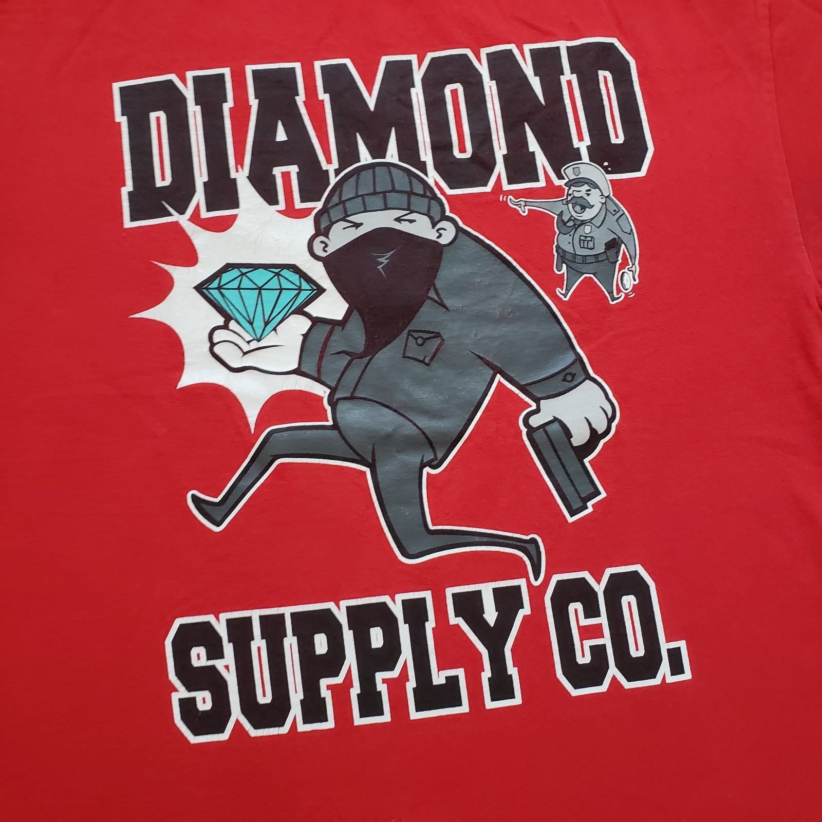 Vintage Y2K Diamond Supply Heist Size Medium USA Made Mens Red T-Shirt gallery