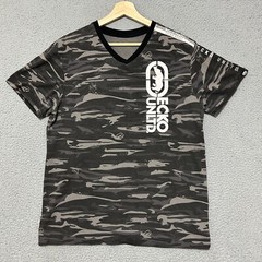 Ecko Unltd T-shirt Men Medium Gray Woodland Camo V-neck Short Sleeve