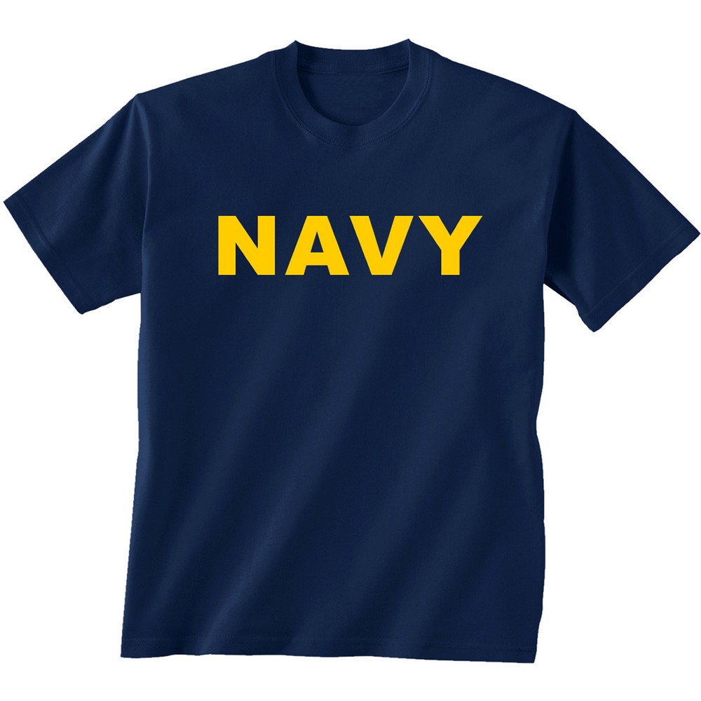 Navy NAVY Short Sleeve T-Shirt with gold print – Adult Small to 5X