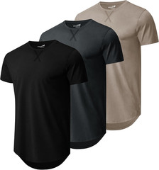 Mens 3 Pack Plain Cotton Shirts Short Sleeve Casual Crew Neck T-Shirts Hipster H