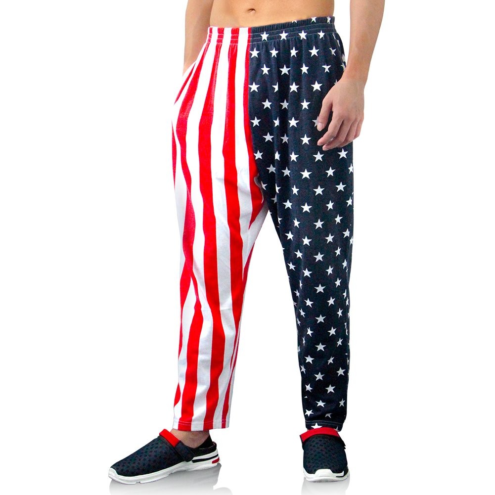 American Flag Joggers for Men with Pockets - Size M Red Sport Sweatpants gallery