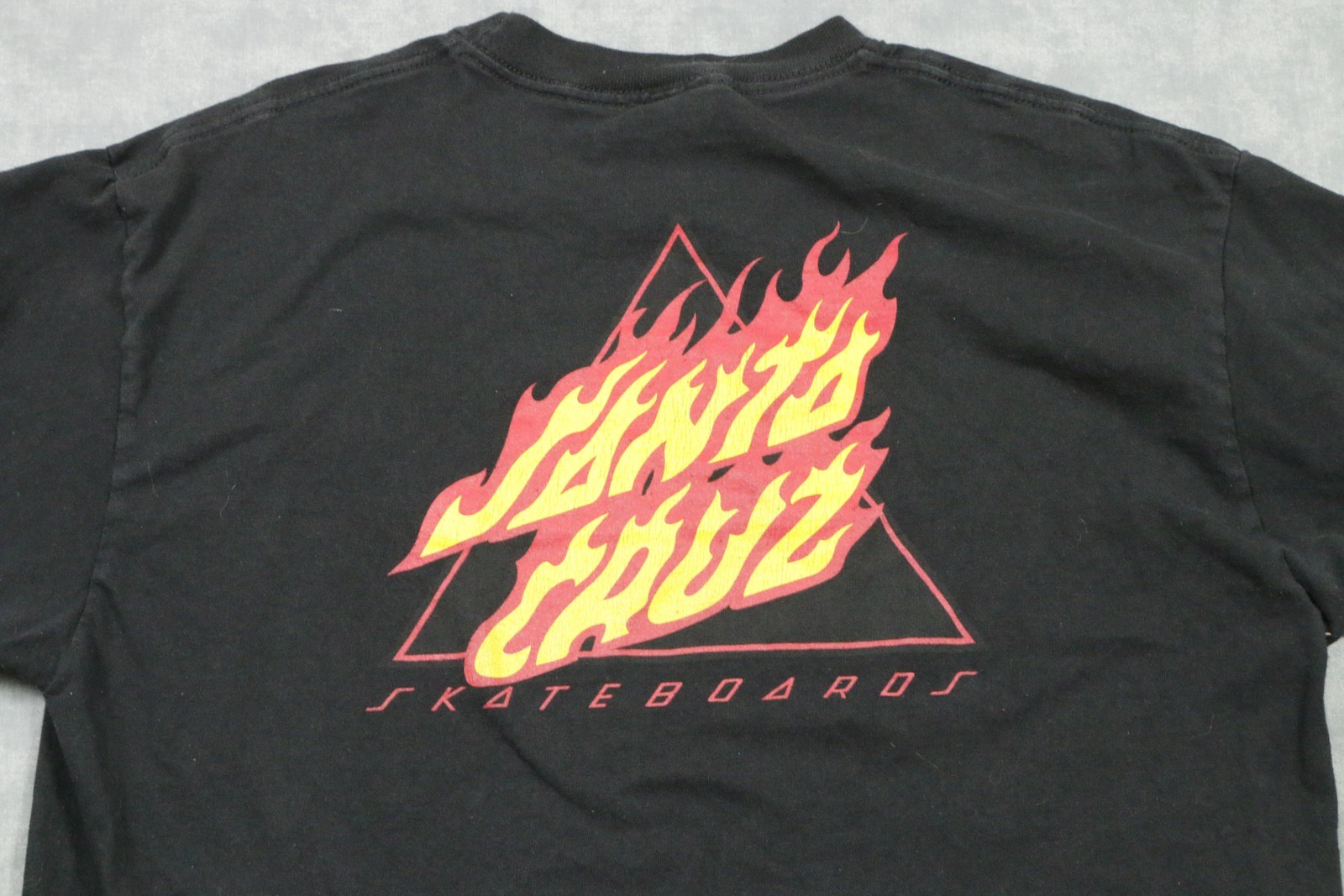 Santa Cruz Shirt Mens Medium Black Flame Logo Skateboards Graphic Tee Back Print gallery
