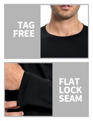 Men’s 2 Pack Long Sleeve Soft Casual Cotton Crew Neck Shirts (Black, Large)