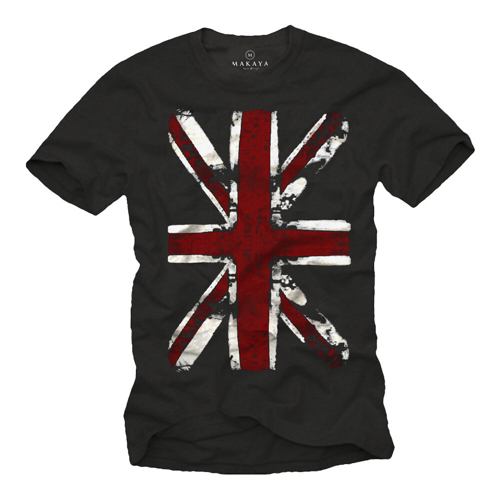 Union Jack Herren T-Shirt mit England Fahne – Männer Uk Punk Rock Musik Shirt
