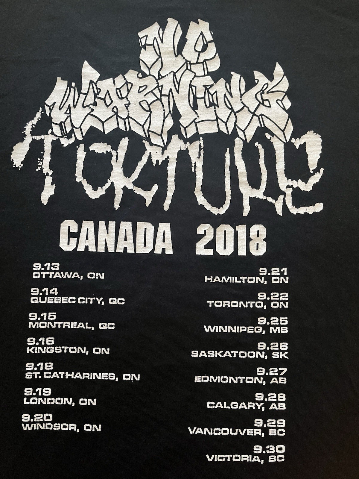 rare NO WARNING Torture Canadian Tour 2018 shirt 2XL Ill Blood TERROR MADBALL HC gallery