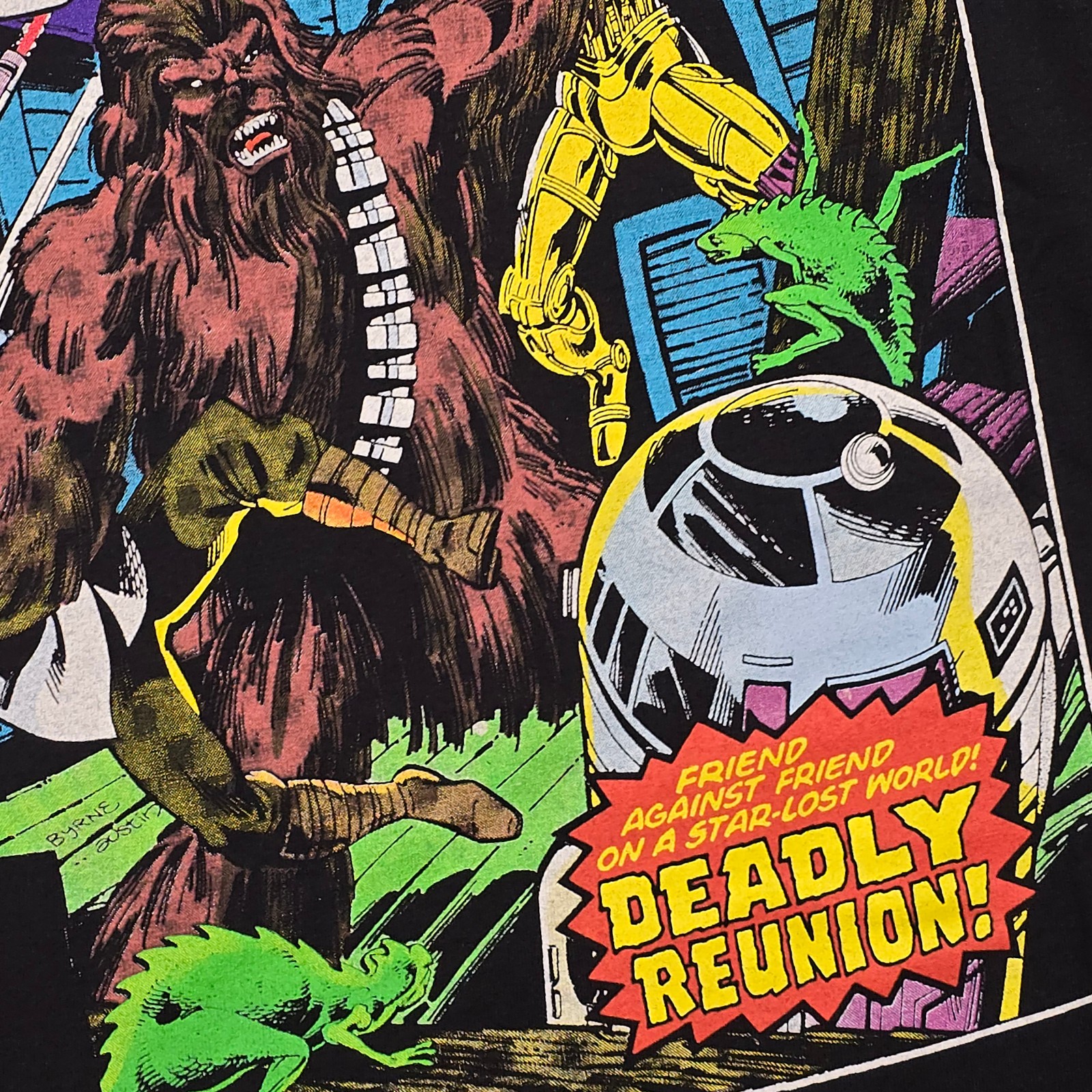 Star Wars Comic Book Shirt Mens Large Black Chewbacca Luke C3P0 R2D2 NWT gallery