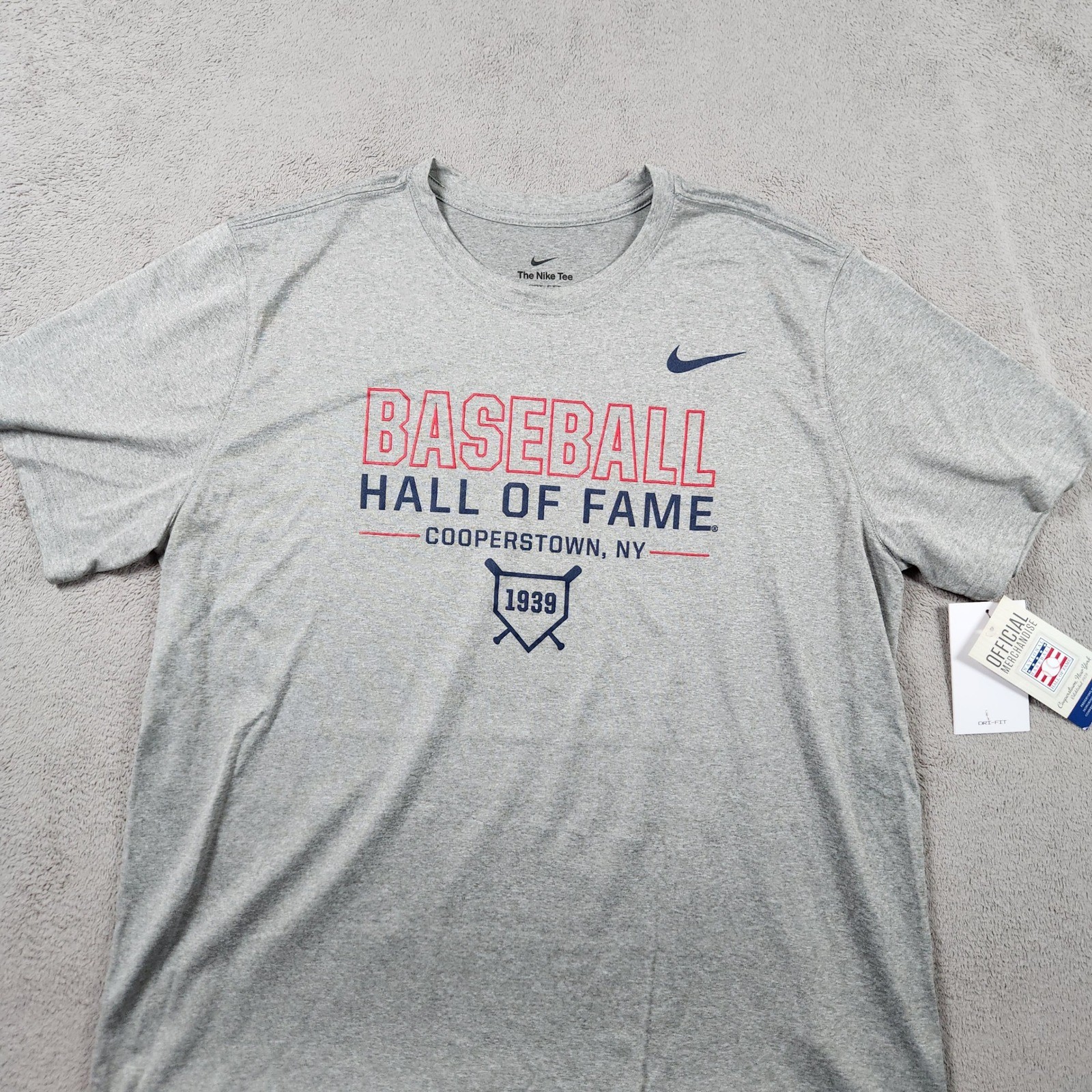 Nike Tee Baseball Hall of Fame Mens size XL Dri-FIT T-Shirt Grey gallery