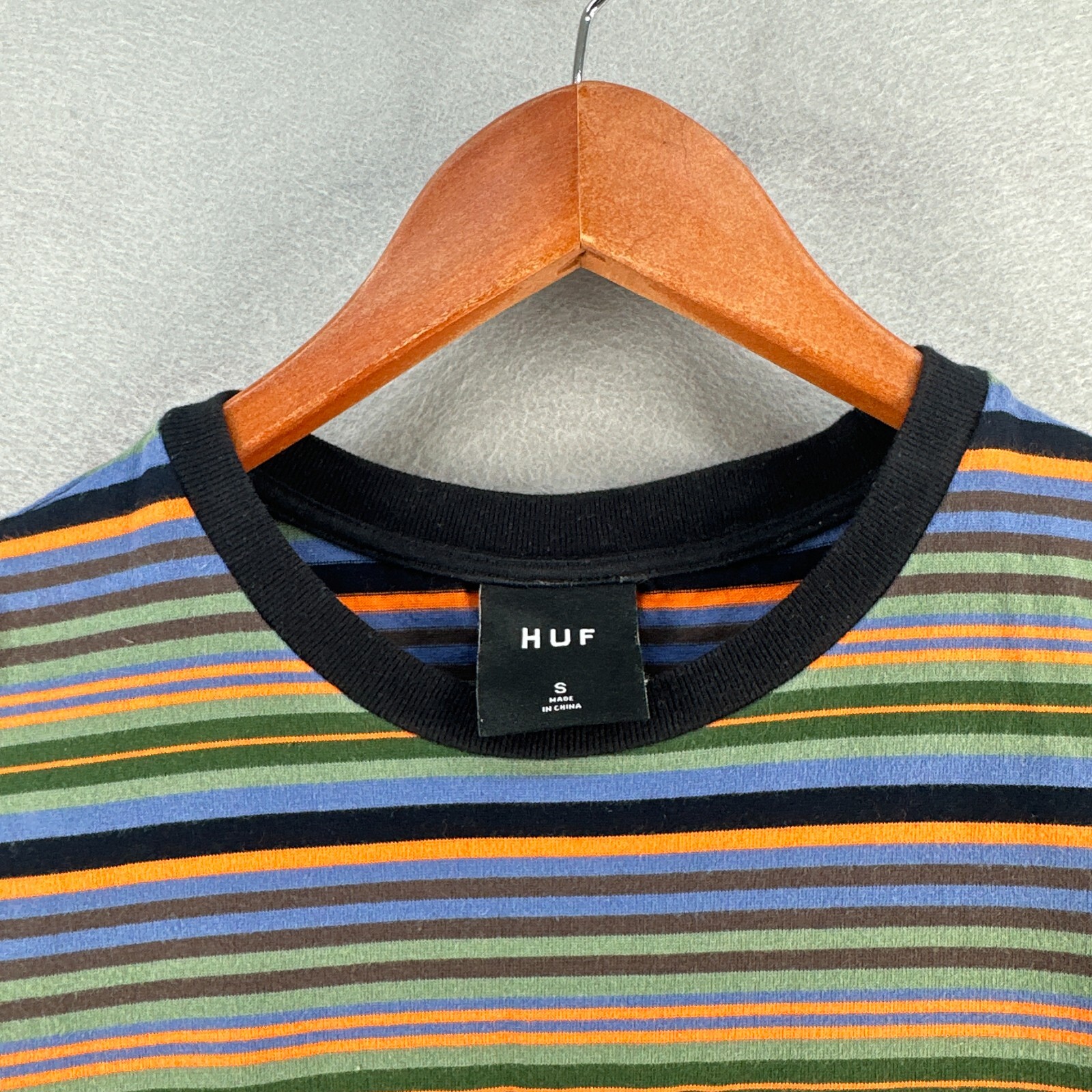 Huff Mens Shirt Small Blue Contrasting Trim Casual Short Sleeve Embroidered Logo gallery