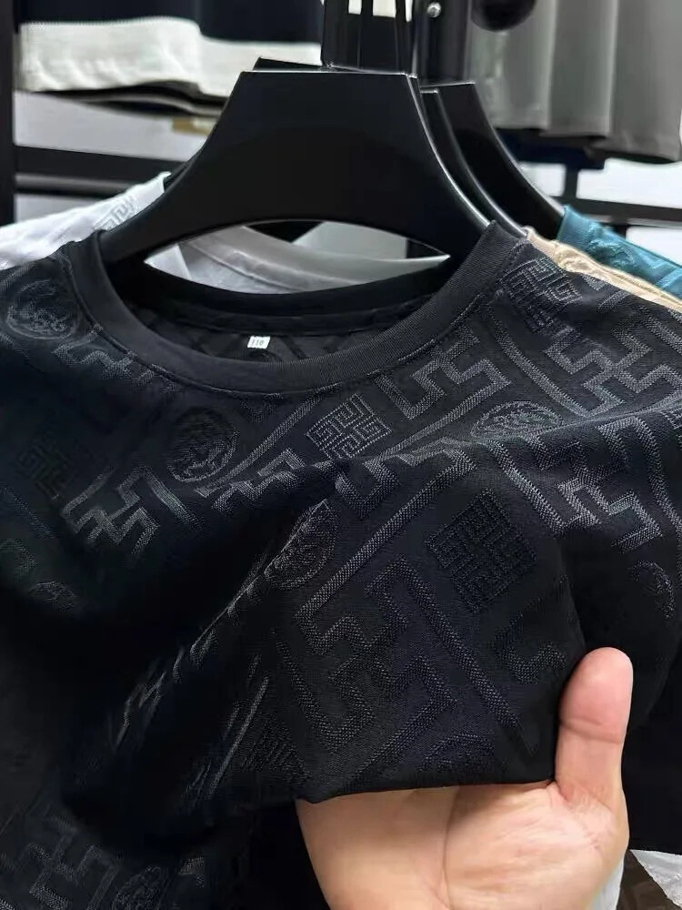 New Fashion Trend Ice Silk Breathable Summer Short Sleeve Luxury Men T-Shirt gallery