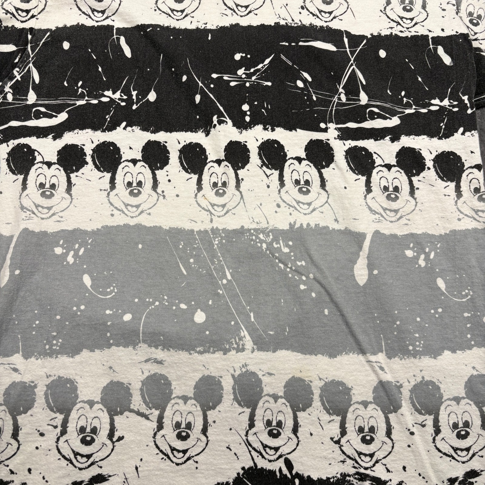 Vintage Disney T-Shirt Mens OSFA Multicolor Striped Mickey Mouse All Over Print gallery