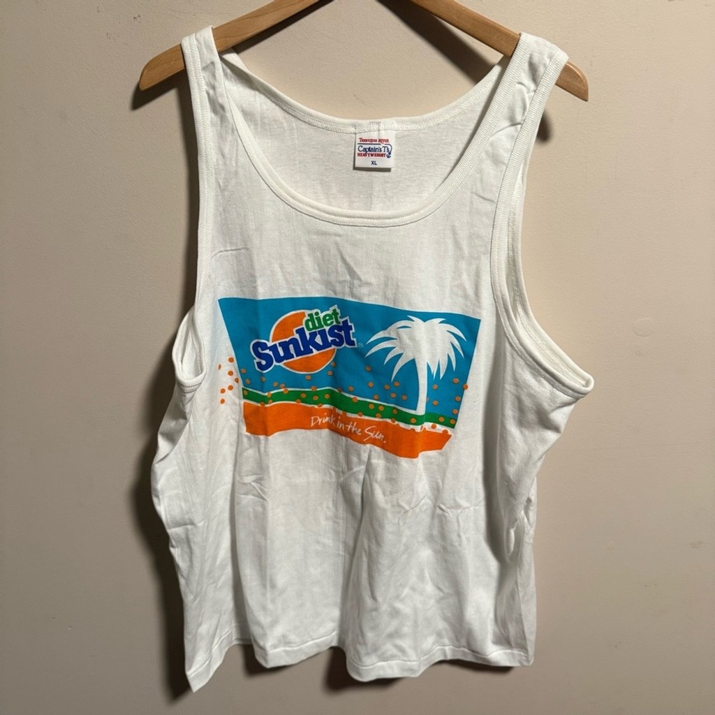 Vintage Captain’s T Heavyweight White Tank Sunkist Tennesse River 1980’s Size XL gallery