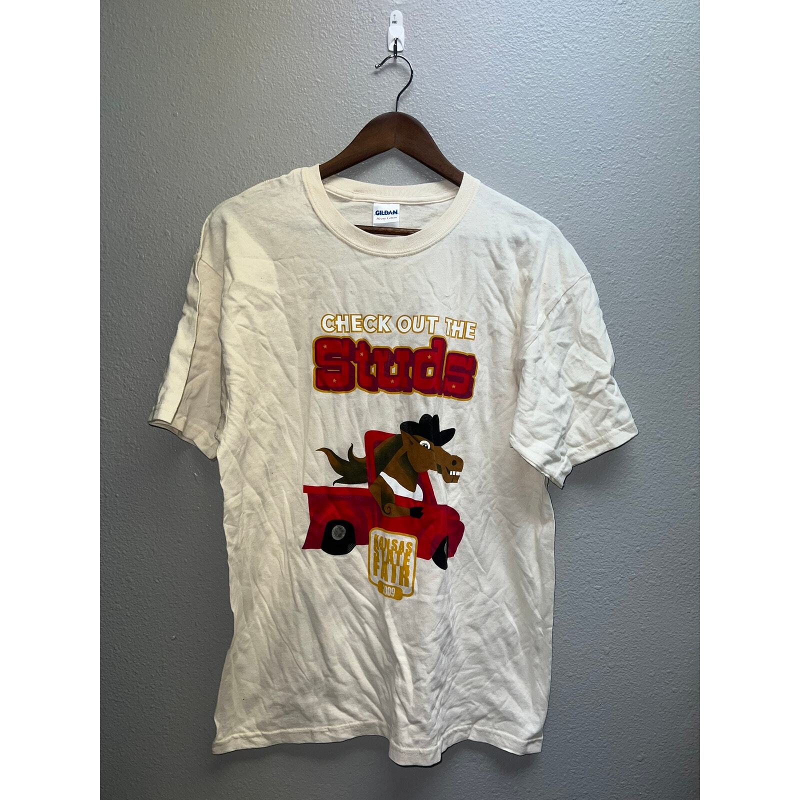 2009 Kansas State Fair Check Out The Studs Horse Shirt 2000s L Large