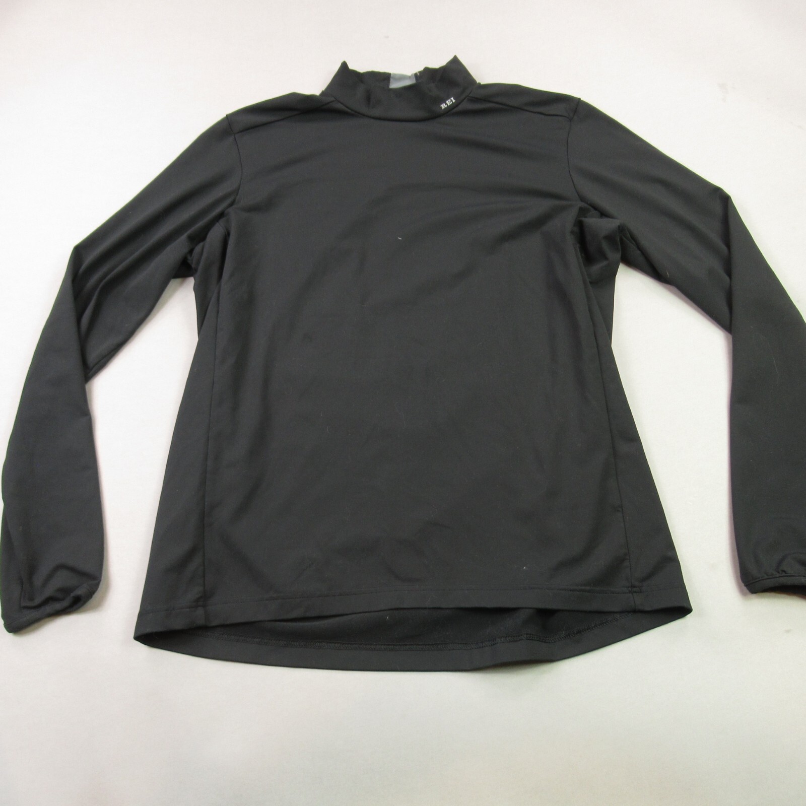 REI Shirt Mens XL Long Sleeve High Neck Outdoors Midweight Black Stretch