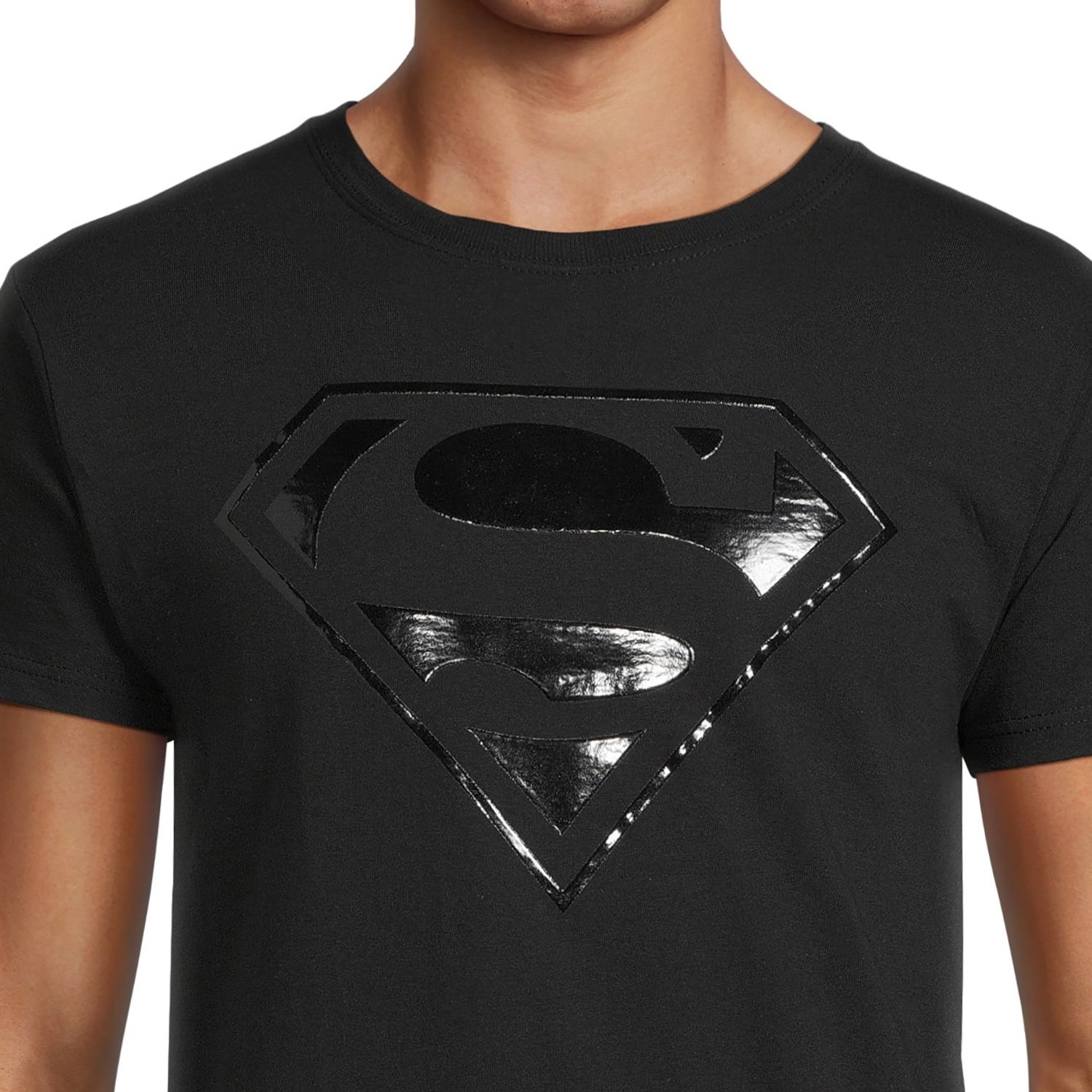 DC Comics Superman T-Shirt Men's Black Raised Logo Short Sleeve Top gallery