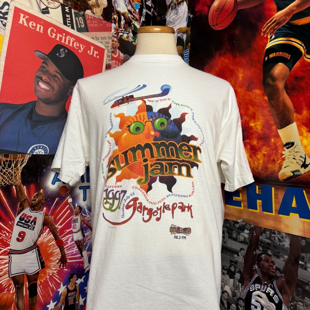 1997 Summer Jam Gargoyle Park Concert T Shirt White Music Festival Tee Sz Large