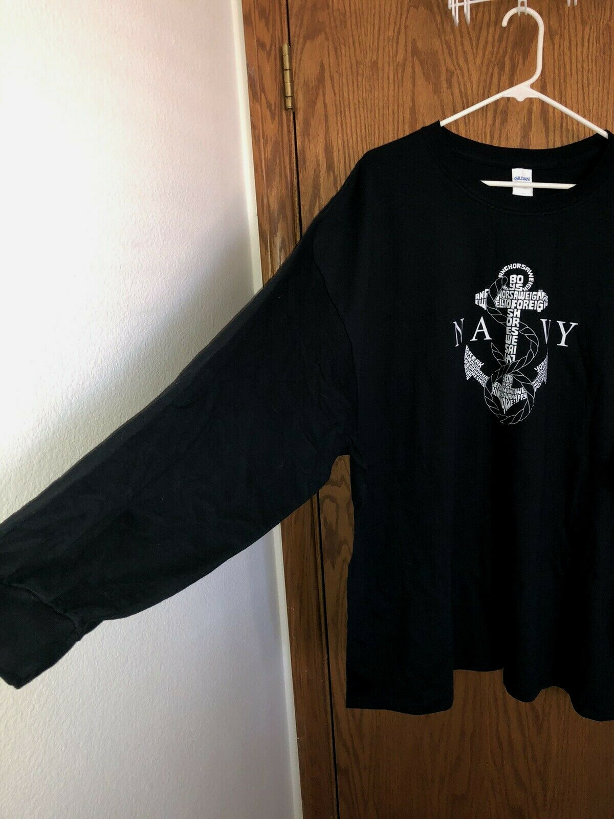 L.A. Pop Art Navy Anchors Aweigh T-Shirt Black Long Sleeves Men's Size 3XL NWOT gallery