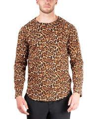 $58 Natori Mens Kaede Leopard Print Raglan Long Sleeve T-Shirt, (Leopard, MD)