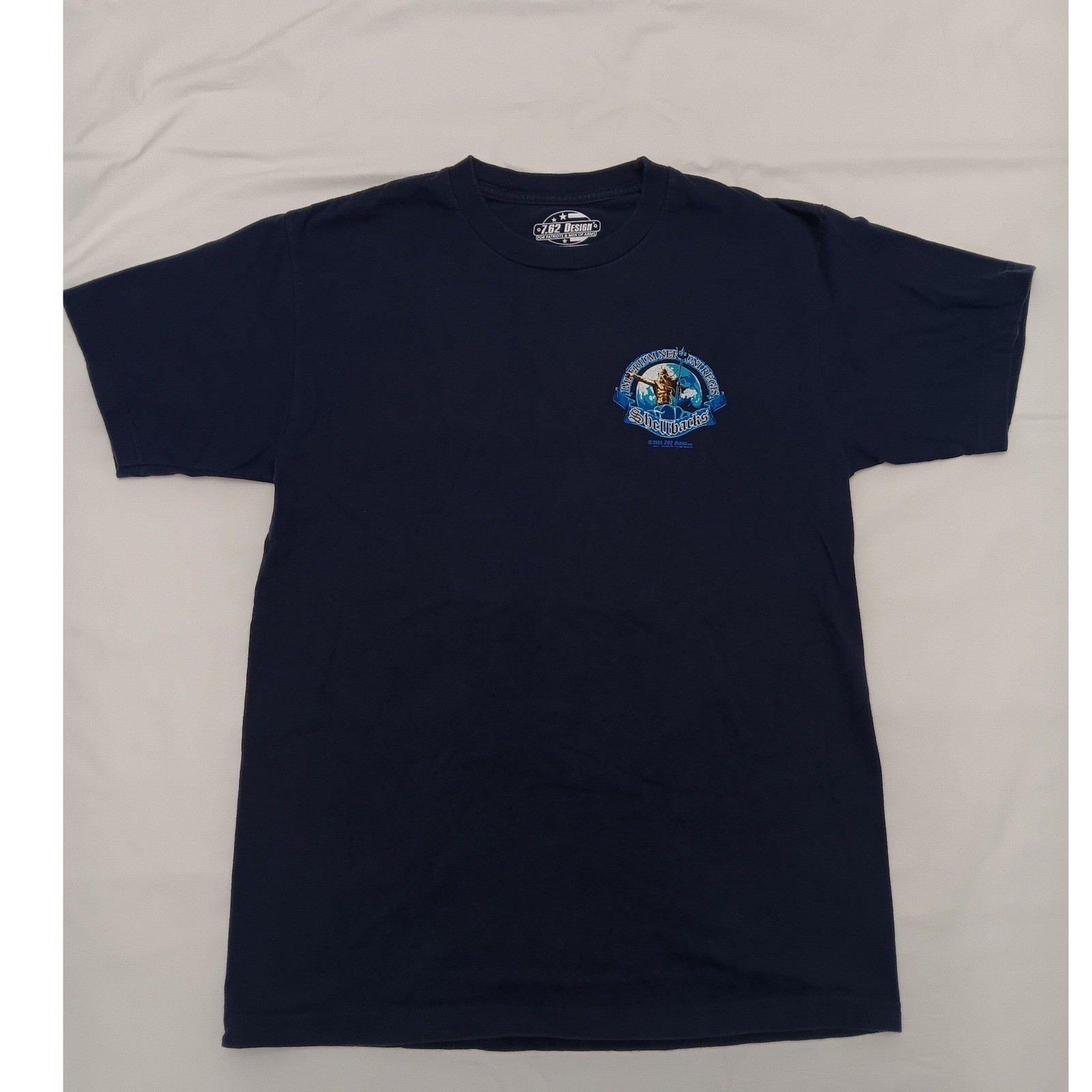 762 Design Men’s M T Shirt Navy Blue Shellbacks Ancient Order Deep Graphic Tee
