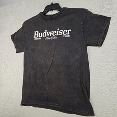 Budweiser Beer Shirt Mens Medium Black Distressed Eagle Brew Dive Bar Retro NWT