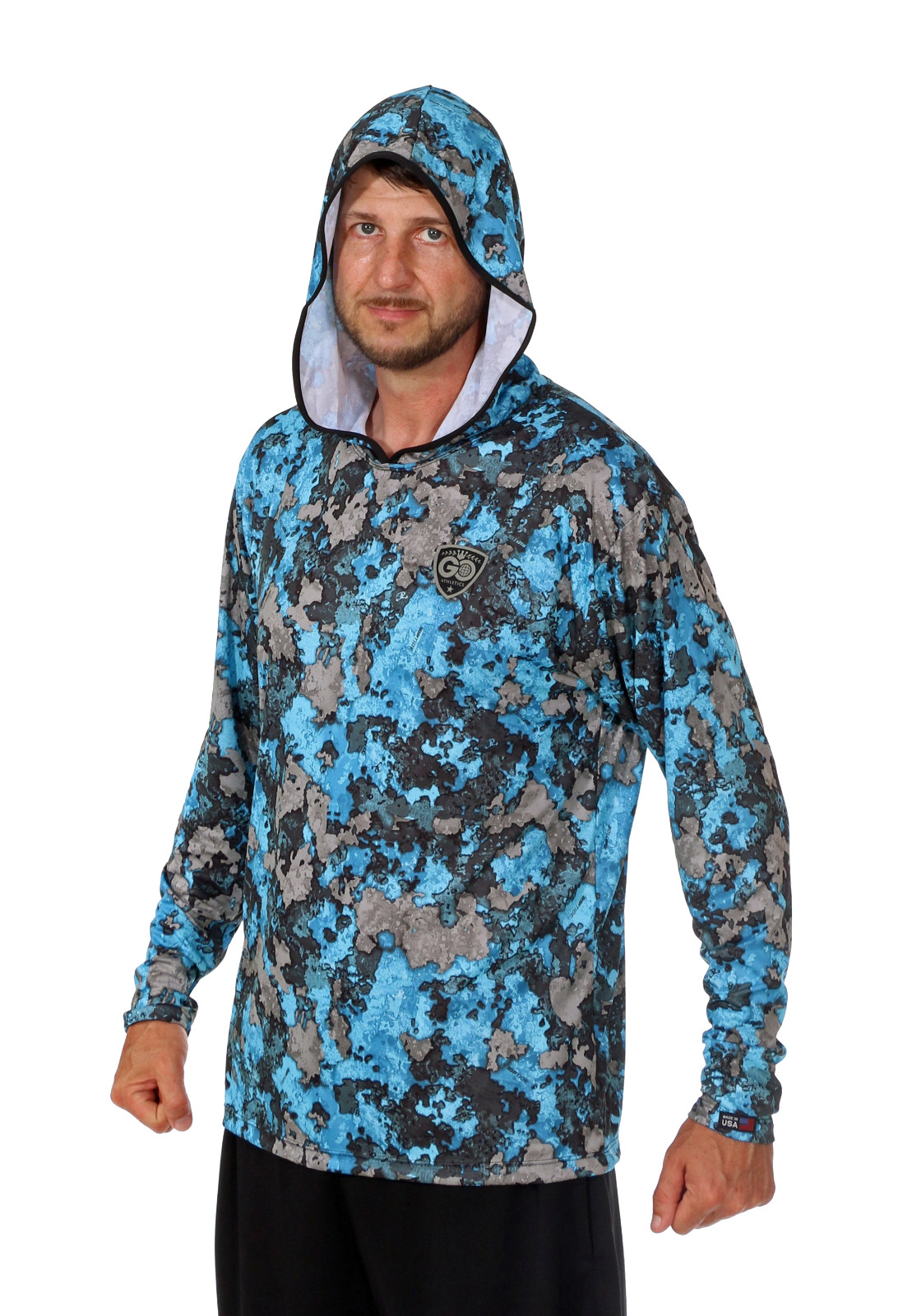 UPF50+ Mens Sun Shield Skin Protection Long Sleeve Microfiber Fishing Shirt Hood gallery