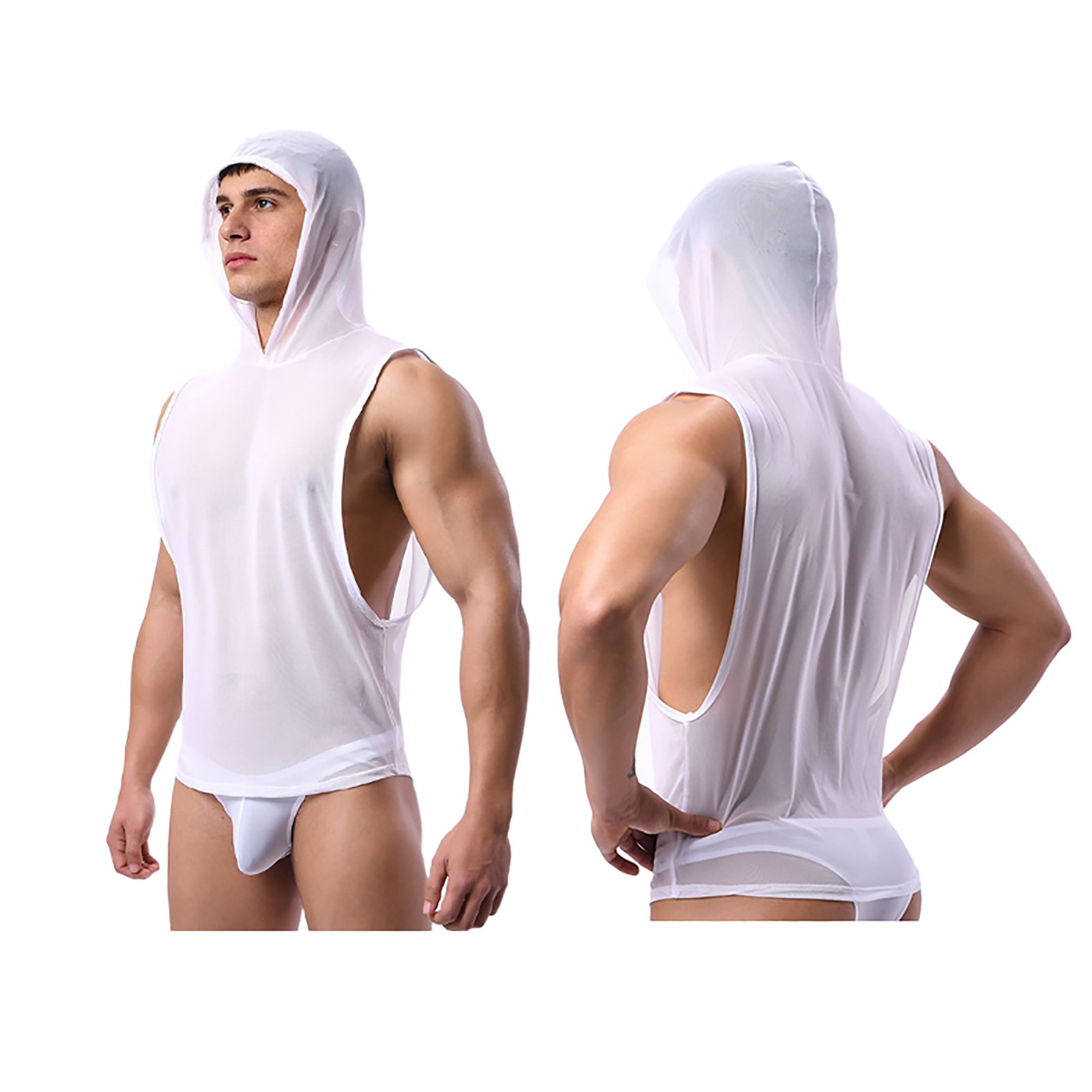 Men's Tank Top Basic T-Shirt Breathable Shirts Nightclub Undershirts Sheer Vest gallery