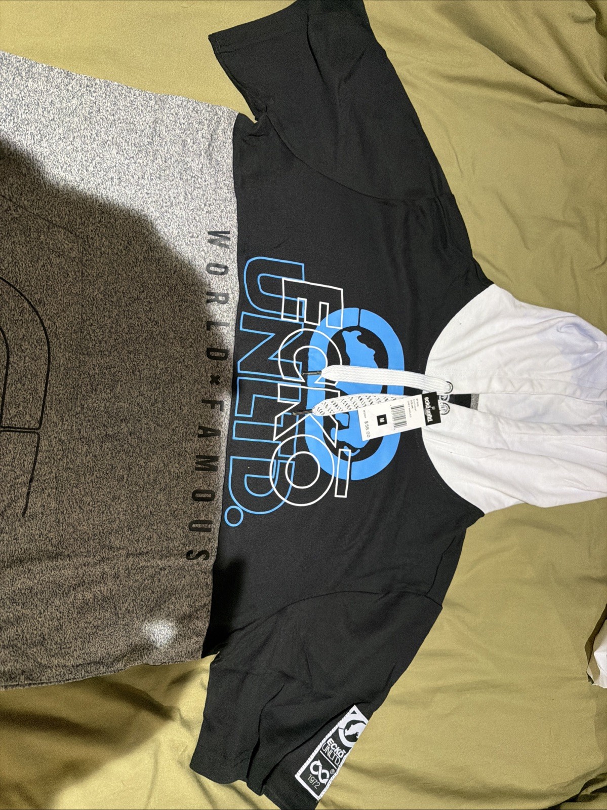 Ecko Unltd Shirt Mens small Grey Hooded Short Sleeve Kangaroo Pocket NWT gallery