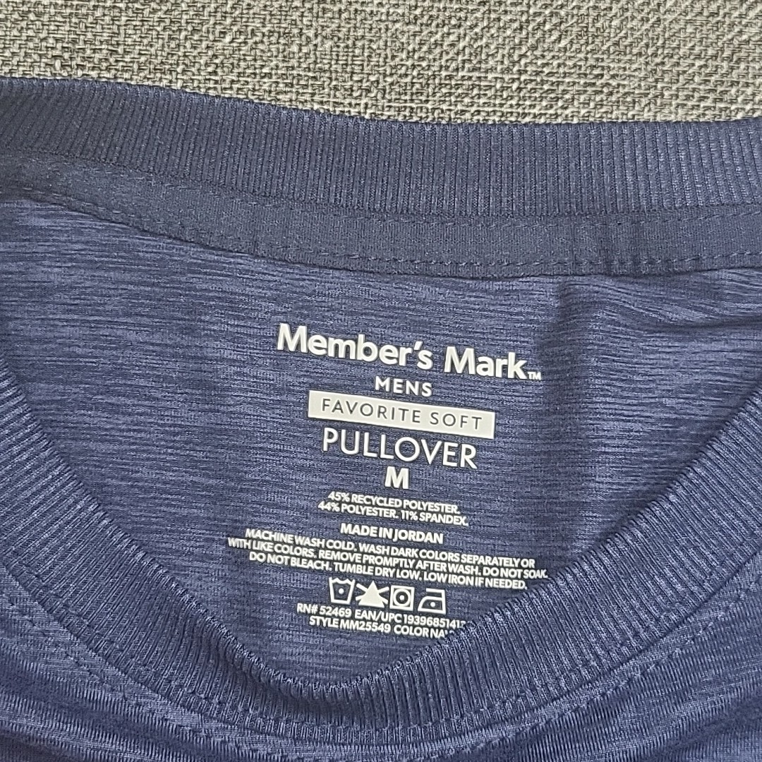 Members Mark Mens Top Medium Size Blue Long Sleeves Soft Pullover w Zip Pocket gallery