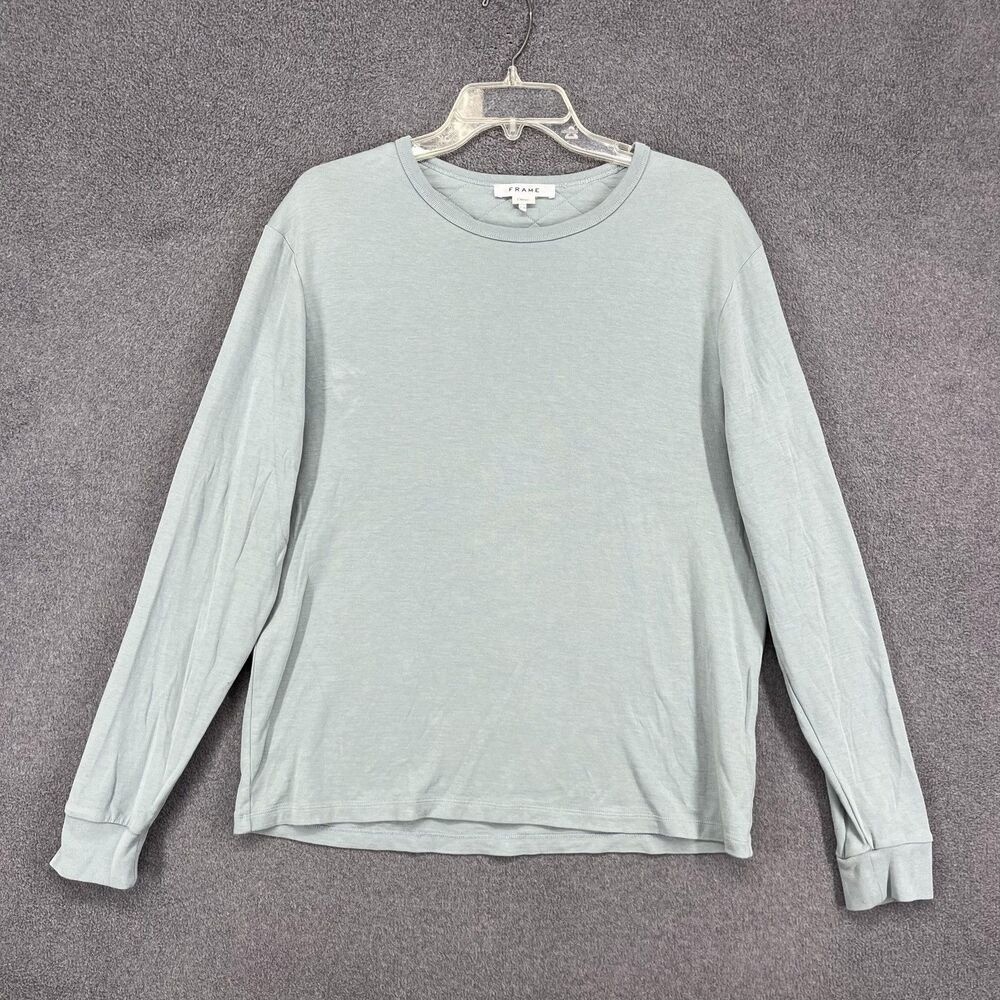 Frame Shirt Mens Medium Ice Blue Long Sleeve Quilted Back Crewneck LMTS0201