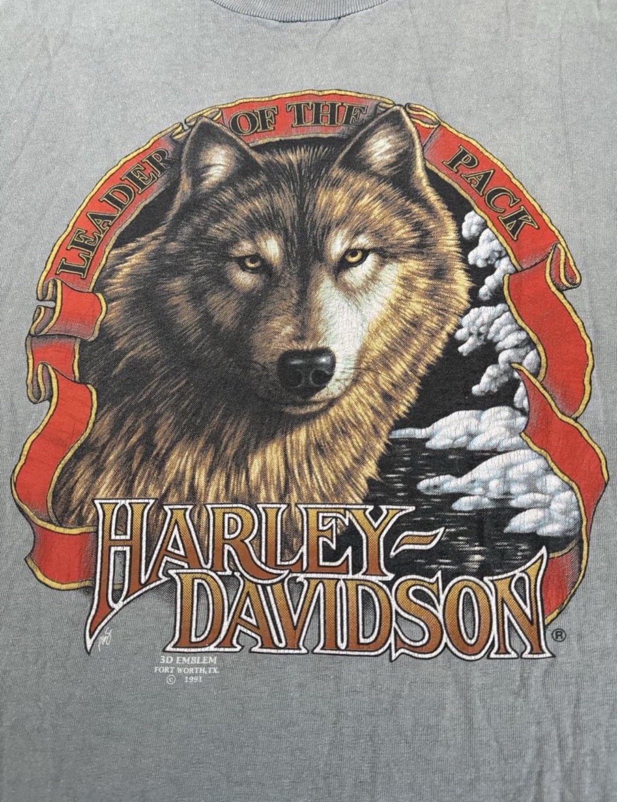 Vintage 1991 Harley Davidson 3D Emblem Leader Of The Pack T Shirt Single Stitch gallery