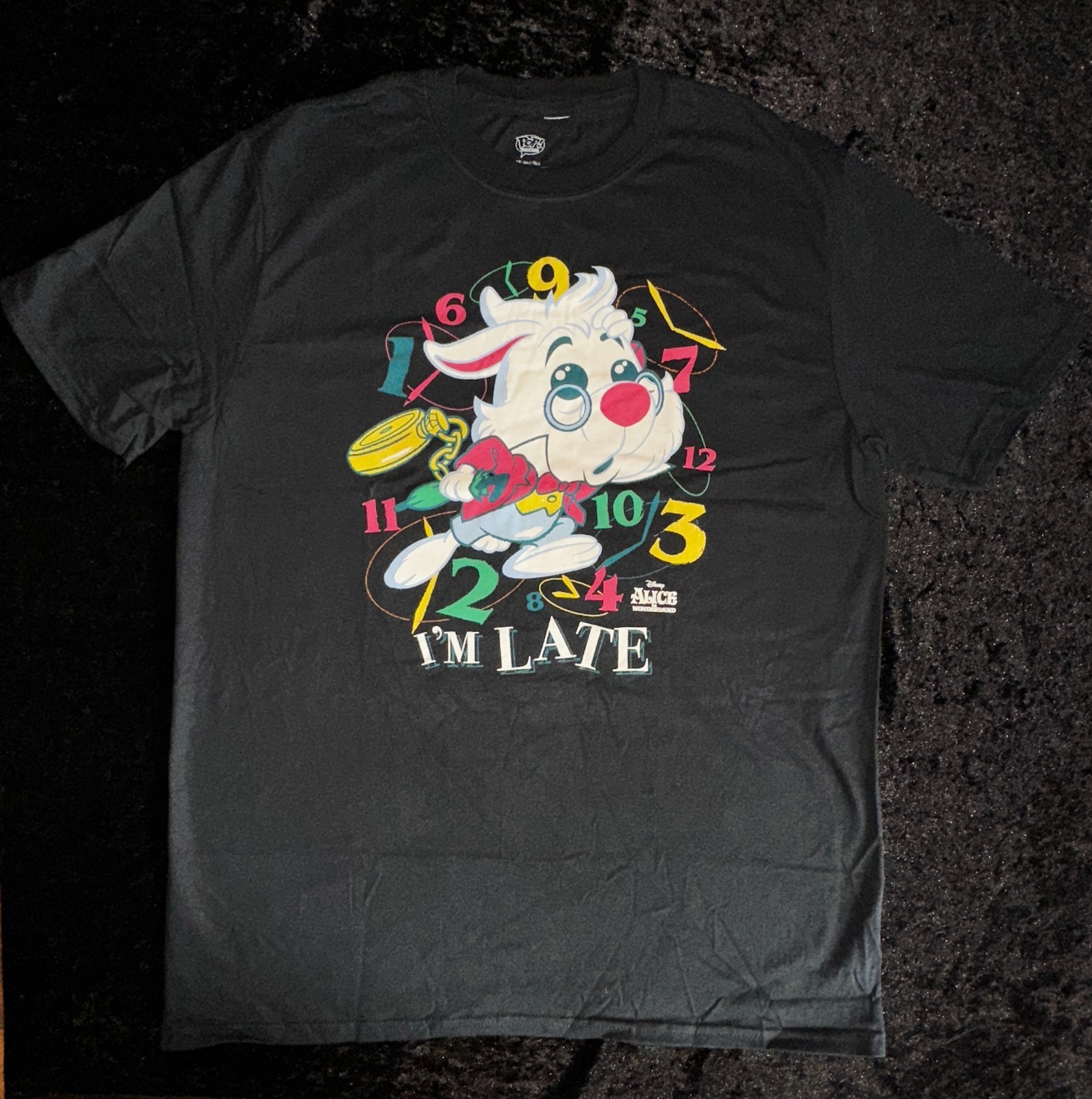 Funko Pop Tees – Alice In Wonderland – White Rabbit “I’m Late” T-Shirt Size L