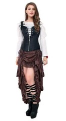Women’s Steampunk Gothic High Low Cyberpunk Skirt Vintage Party Outfit