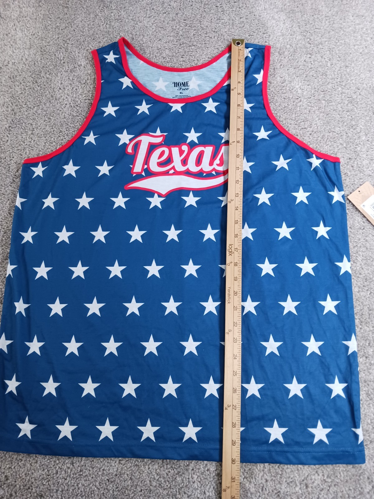 Home Free XL Mens Tank Top T-Shirt Blue Star Texas All Over Print Cotton NWOT gallery